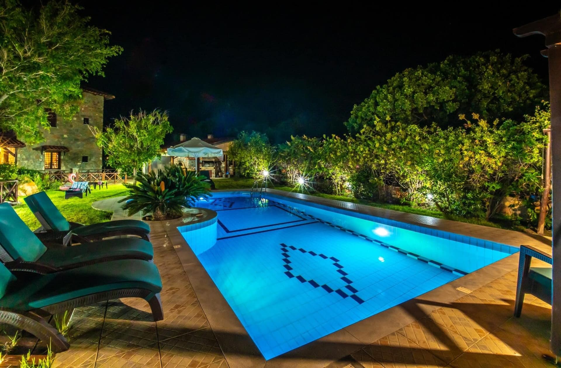 Iris pool at night
